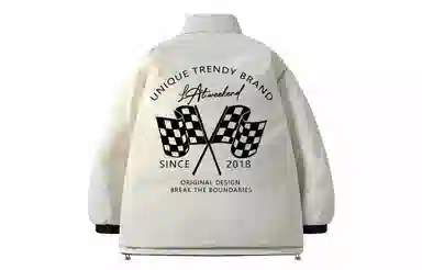 LA'T.WEEKEND Extreme Cold Outdoor 85 White Duck Down Reversible Racing Logo Jacket