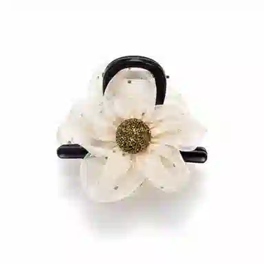 零界 花朵网纱满钻圆珠抓夹梦幻波点法式浪漫轻奢后脑勺头饰 亚克力 发夹 女款