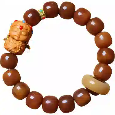 書卓 搭配古法金 念珠转运珠 五路财神民族风 招财纳福 国潮新中式 盘玩#好运 白玉菩提 手串 男女同款情侣款