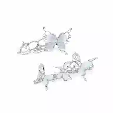 零界 蝴蝶液态金属边冰蓝清冷蓝调高级感轻奢优雅小众头饰 合金 发夹 女款