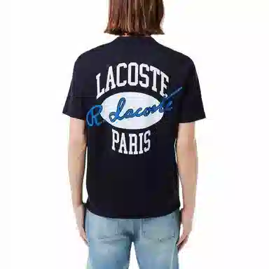 Lacoste Striped Logo T-Shirt Blue
