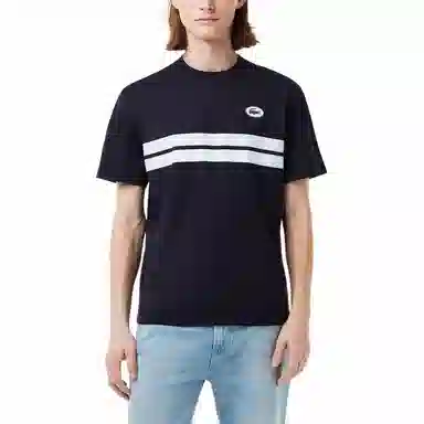 Lacoste Striped Logo T-Shirt Blue