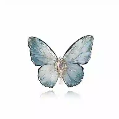 零界 蝴蝶渐变灰蓝 透明宫廷风 法式优雅气质森系发饰 树脂 发夹 女款