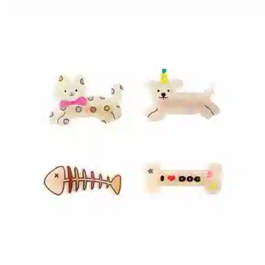 零界 猫猫狗狗骨头侧边可爱少女感卡通童趣百搭日常发饰 亚克力 发夹 女款