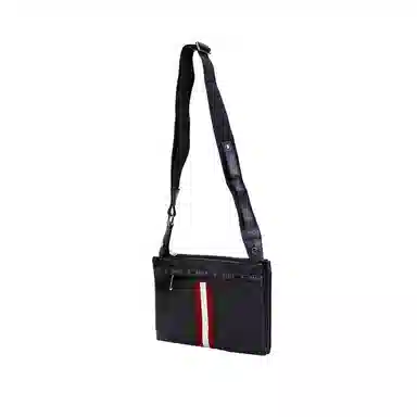 Bally Logo Print Leather Clutch Black