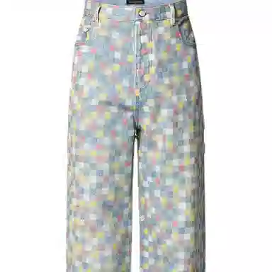 Louis Vuitton SS25 Printed Check Wide Leg Jeans
