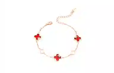 中国珠宝 四叶草森系时尚轻奢温柔简约优雅气质日常百搭小众好运 玛瑙 手链 女款