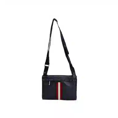 Bally Logo Print Leather Clutch Black