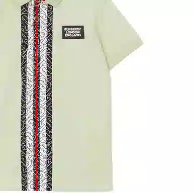 Burberry Striped Logo Polo Shirt Mint Green