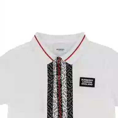 Burberry Striped Button Polo Shirt Boys White