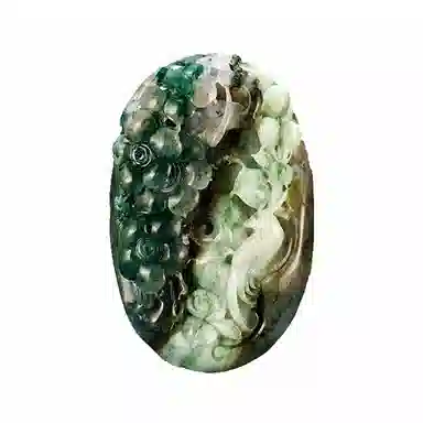 玉说  绶带鸟花朵天蓝绿白料 花前月下伉俪情深款 独山玉 玉石摆件雕件