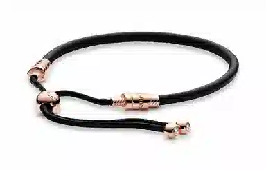 Pandora Leather Bracelet Black Rose Gold