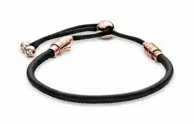 Pandora Leather Bracelet Black Rose Gold
