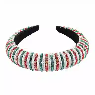 彤彤兔 时尚海绵简约百搭条纹拼色串珠头箍外出 树脂 发箍 女款