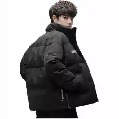 鸭鸭 纯色无帽立领短款长袖羽绒服 男款