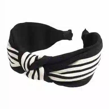 彤彤兔 时尚法式优雅复古宽边条纹打结外出休闲百搭 布料 发箍 女款