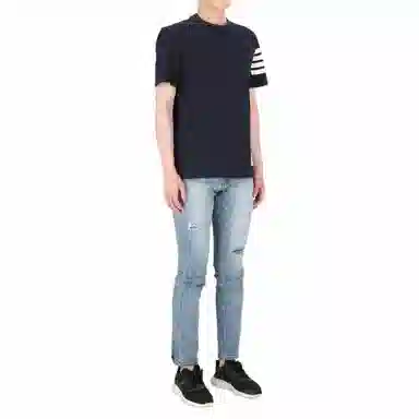 Thom Browne 4-Bar Tee Navy