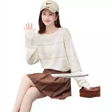 【dme】 圆领宽松套头长袖毛衣 女款