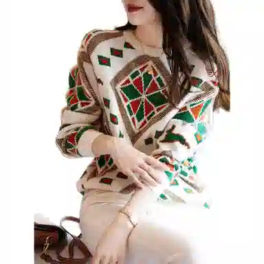 【dme】 圆领新款温暖风软糯长袖针织衫 女款 米白花色