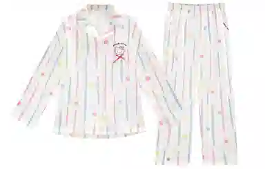 GUKOO x Sanrio Hello Kitty Striped Pajama Set Milk White