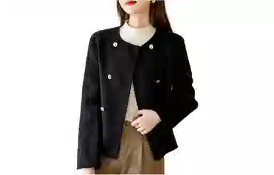 【dme】 纯色双排扣圆领夹克外套 女款