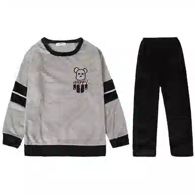 兰缪 亲肤舒适长袖长裤保暖圆领可外穿家居服睡衣套装 男款 图片色