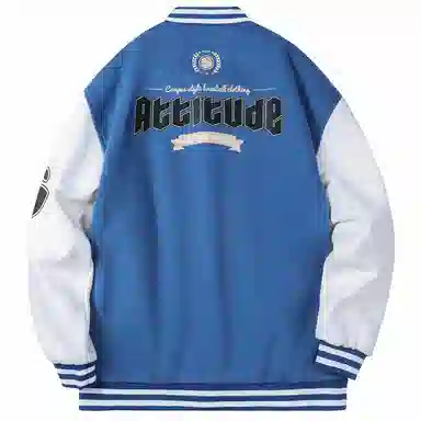 Gwola Baseball Boy Series Patchwork Colorblock Letter Print Baseball Jacket