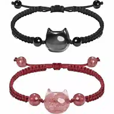 【大富大贵】 镯瑾 招财纳福猫咪平安扣转运珠 吉祥如意无限#好运新中式国潮诸事顺利运气爆棚手饰 琉璃 手链 男女同款情侣款