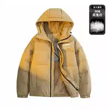 鸭鸭 新年战袍简约加厚保暖休闲宽松套头无性别连帽暗黑羽绒服 男女同款