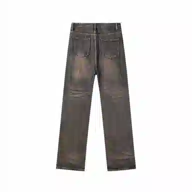 美式复古破洞废土风水洗做旧高街牛仔裤 男女同款