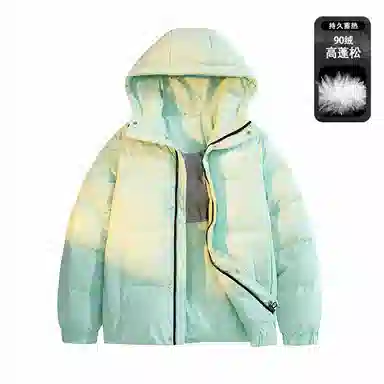 鸭鸭 新年战袍简约加厚保暖休闲宽松套头无性别连帽暗黑羽绒服 男女同款