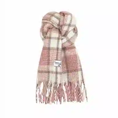 心水好物 韩系保暖针织加大加厚百搭格纹流苏 绒线围巾 男女同款情侣款