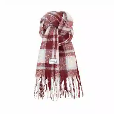 心水好物 韩系保暖针织加大加厚百搭格纹流苏 绒线围巾 男女同款情侣款