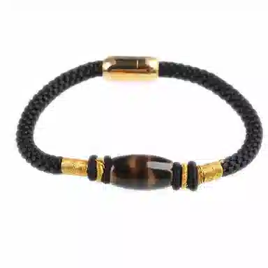 魄思澜 新中式国潮复古藏式文玩风化清晰包浆油润虎牙天珠手工编织绳 招财转运#好运 玛瑙 手链 男女同款情侣款