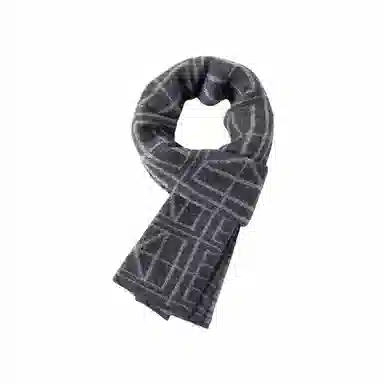 梦特娇 秋冬字母加绒加厚  保暖高级百搭 羊绒 绒线围巾 男女同款情侣款