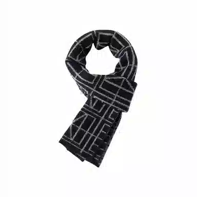 梦特娇 秋冬字母加绒加厚  保暖高级百搭 羊绒 绒线围巾 男女同款情侣款