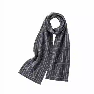 梦特娇 秋冬字母加绒加厚  保暖高级百搭 羊绒 绒线围巾 男女同款情侣款