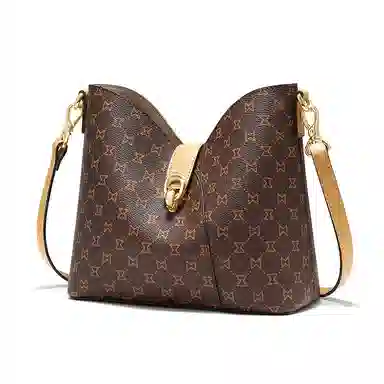 Mashalanti Vintage Classic PVC Shoulder Bag Deep Brown Cream