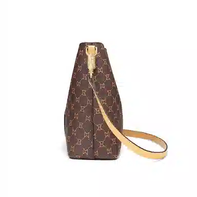 Mashalanti Vintage Classic PVC Shoulder Bag Deep Brown Cream