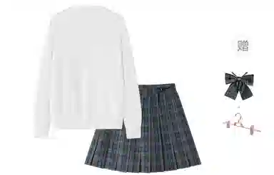 东鲸岁时记 学院风小个子单排扣开衫经典格子百褶短裙制服 女款