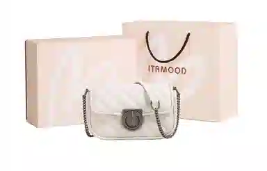 妙迪 小众高级质感时尚 牛皮 腋下包链条包单肩包斜挎包 女款 米白色