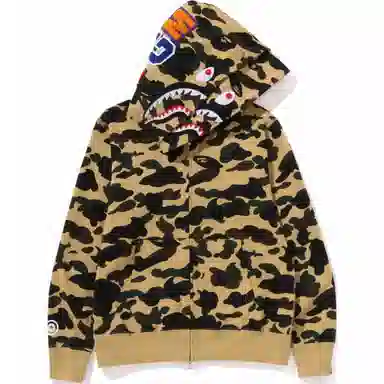 BAPE SS25 Camo Shark Double Zip Hoodie Green