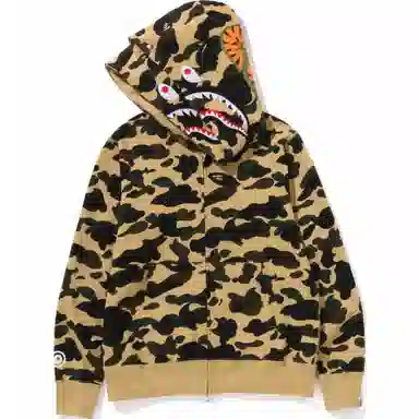 BAPE SS25 Camo Shark Double Zip Hoodie Green