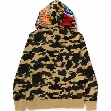 BAPE SS25 Camo Shark Double Zip Hoodie Green