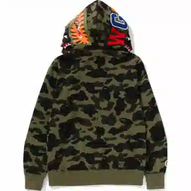 BAPE SS25 Camo Shark Double Zip Hoodie Green