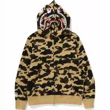 BAPE SS25 Camo Shark Double Zip Hoodie Green