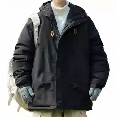 玉儿恋 纯色户外休闲运动保暖拉链连帽棉服 男女同款
