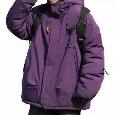 玉儿恋 纯色户外休闲运动保暖拉链连帽棉服 男女同款