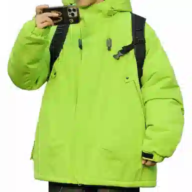 玉儿恋 纯色户外休闲运动保暖拉链连帽棉服 男女同款