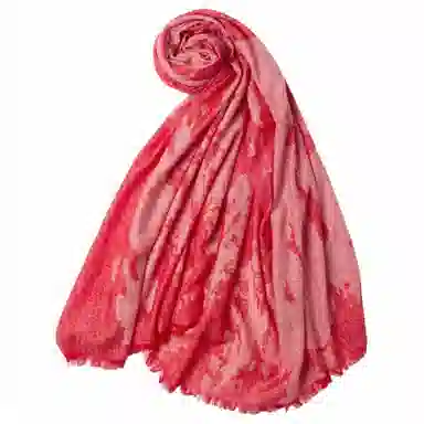 红豆 保暖提花加长加宽两用款 山羊绒 披肩 女款